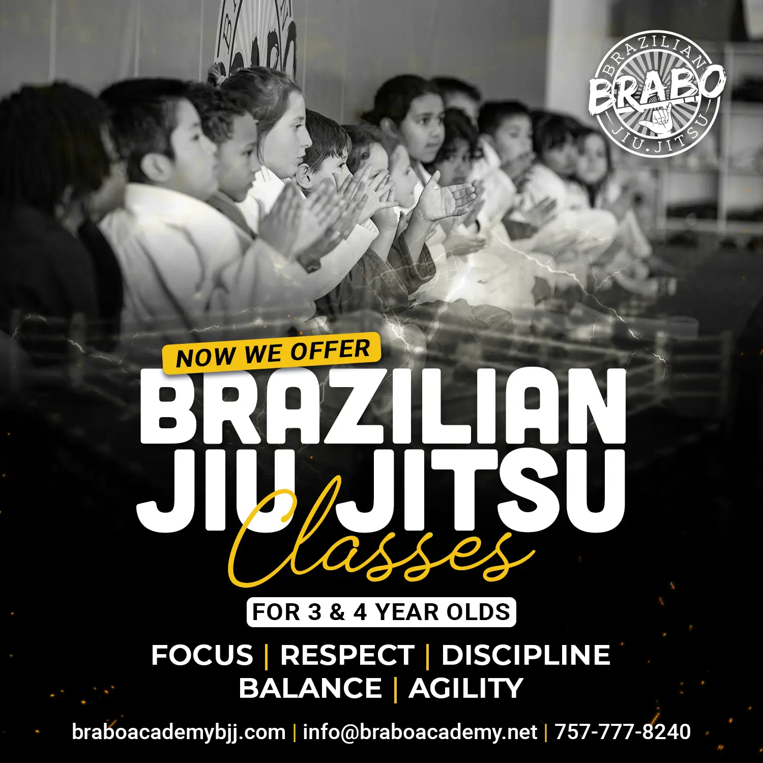 Students training Brazilian Jiu Jitsu at Brabo Academy in Virginia Beach